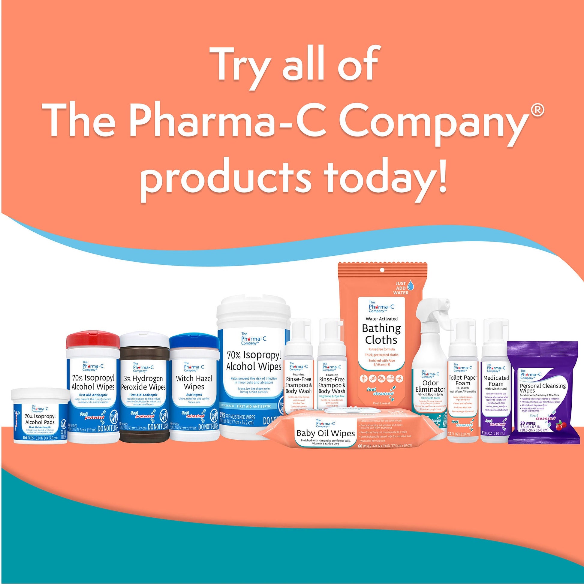 The Pharma-C Company Rinse-Free Bath Wipe Soft Pack Light Scent