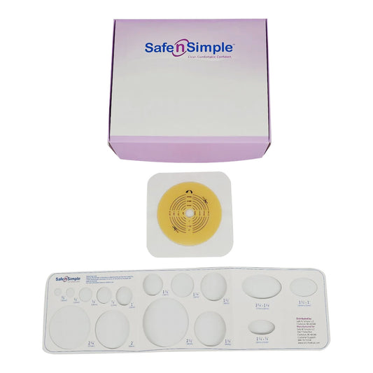 Safe n Simple Ostomy Barrier Trim to Fit, Standard Wear Flexible Tape Flange Up to 2-1/4 Inch Opening