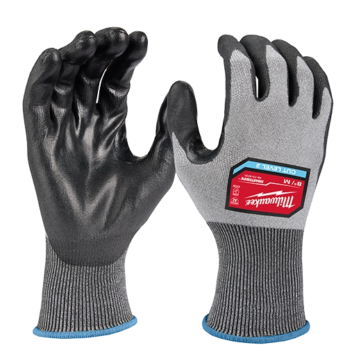 Milwaukee 12 Pair Cut Level 2 High Dexterity Polyurethane Dipped Gloves 48-73-8720B | ANSI Cut A2, 12-Piece
