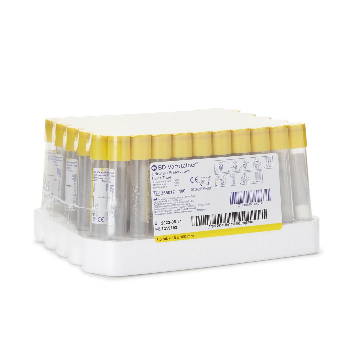 BD Vacutainer Urinalysis Tube Chlorhexidine / Ethyl Paraben / Sodium Propionate Additive BD Hemogard Closure Polyethylene Terephthalate (PET) Tube