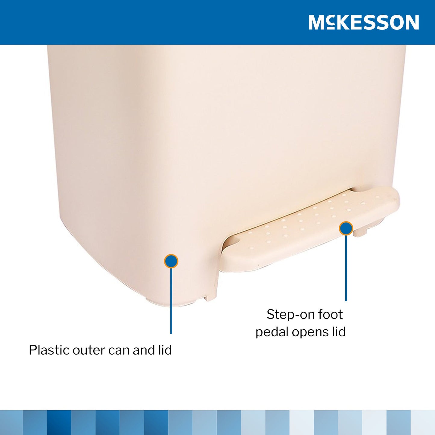 McKesson Waste Can with Step-On Pedal, Beige, x 26.57 Inch