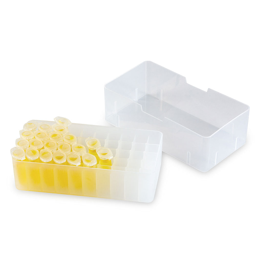 Freezer Box for 1.5mL and 2.0mL Microcentrifuge Tubes, 50-place, with Lid, Clear
