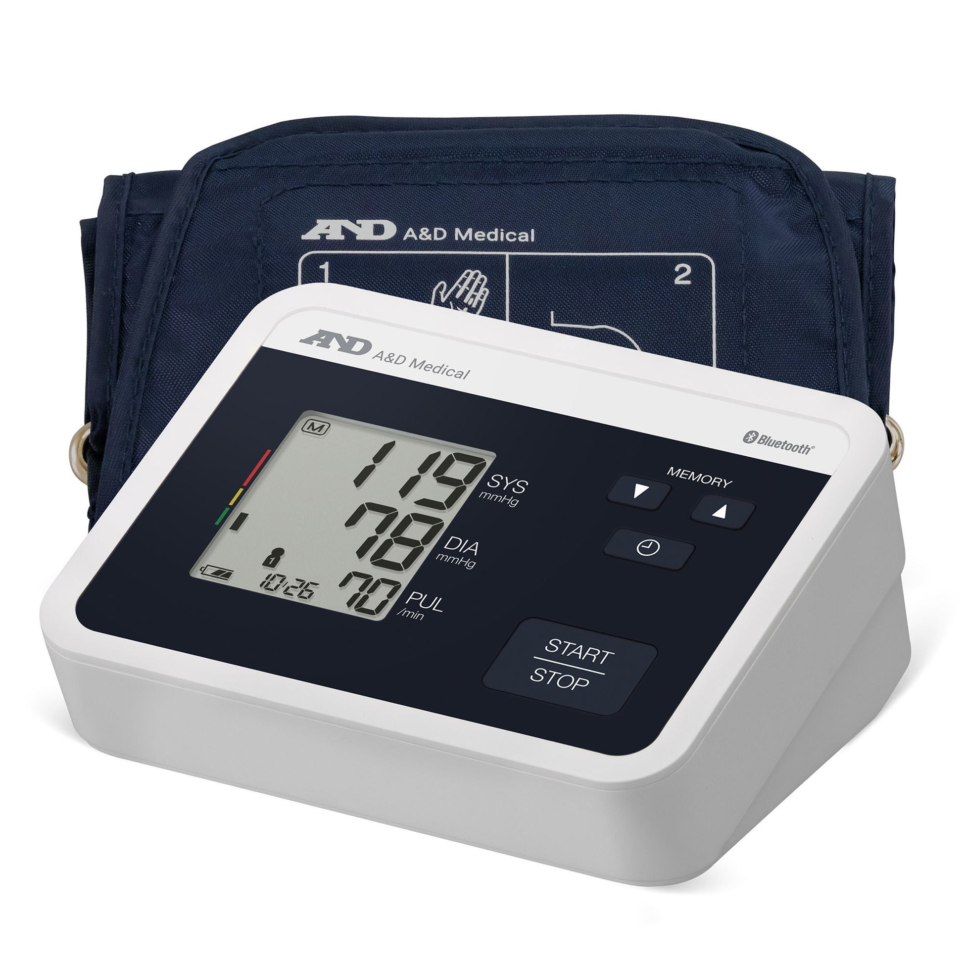 AND Home Automatic Digital Blood Pressure Monitor Wide Cuff Arm Nylon Cuff 22 to 42 cm Desk Model