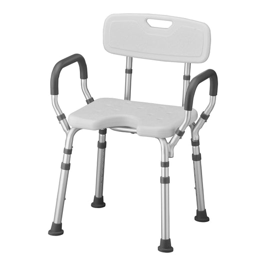Nova Shower Chair Fixed Arms Aluminum Frame With Backrest 15-3/4 Inch Seat Width 300 lbs. Weight Capacity