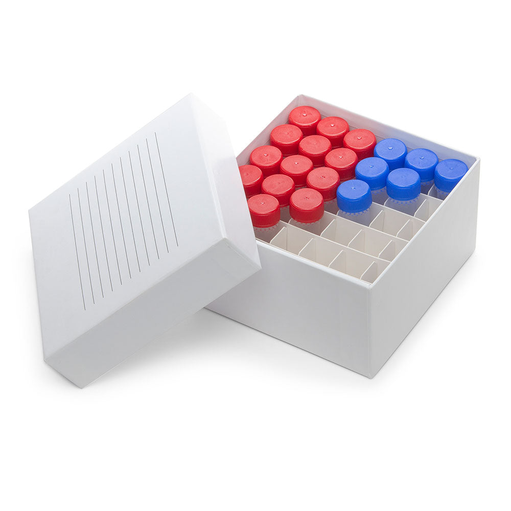 Freezing Box, 3 inch, Cardboard, 36-Place (6x6 format), fits Diamond Midi 5.0mL Snap Cap and Screw Cap Tubes, White
