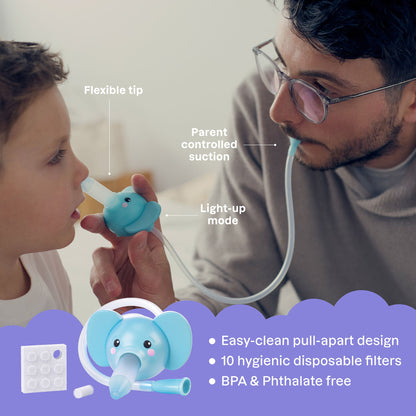 Playhouse MD Nasal Aspirator for Babies and Toddlers, Blue, Elephant Character