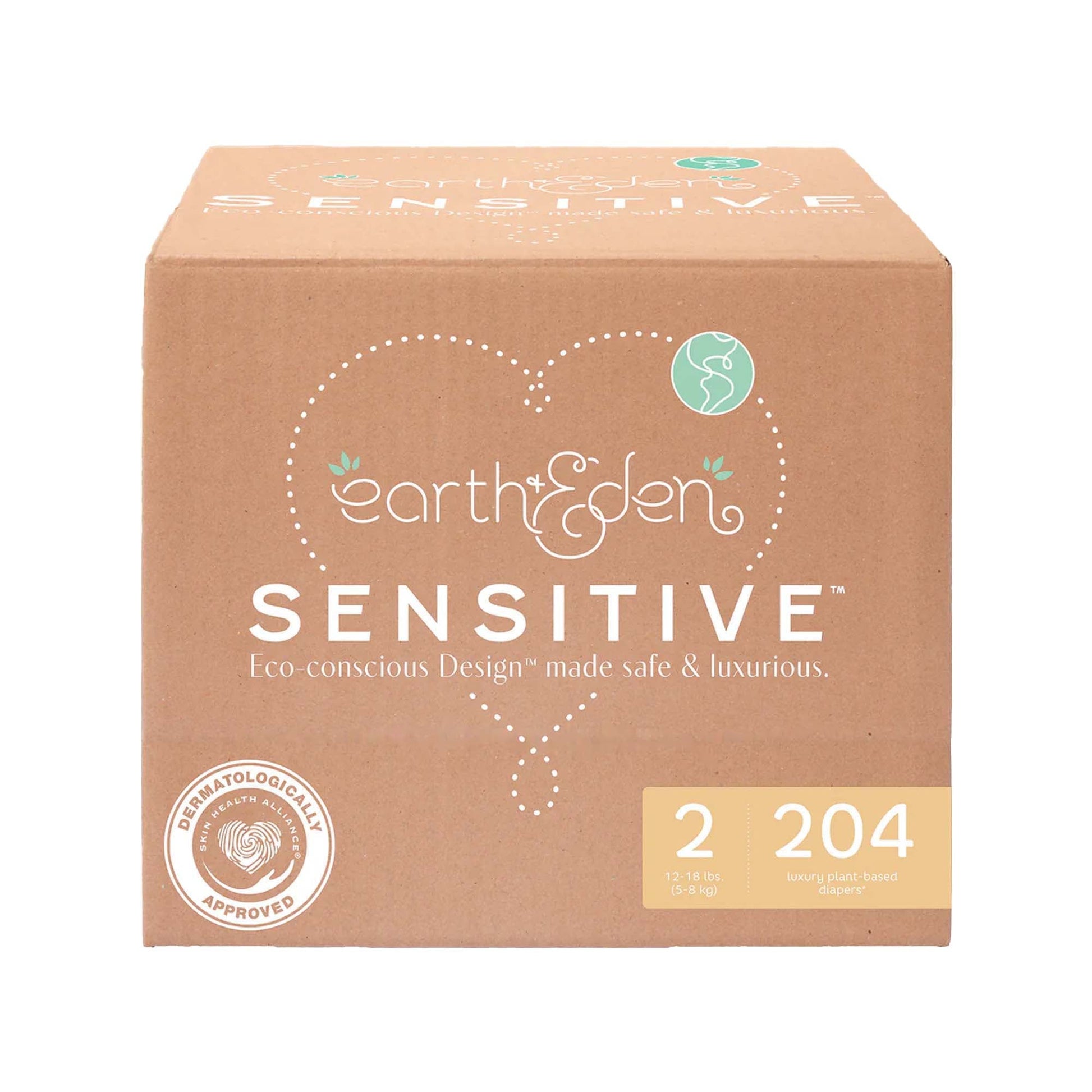 Earth & Eden Sensitive Baby Diapers, for Babies Weighing 12 – 18 lbs.