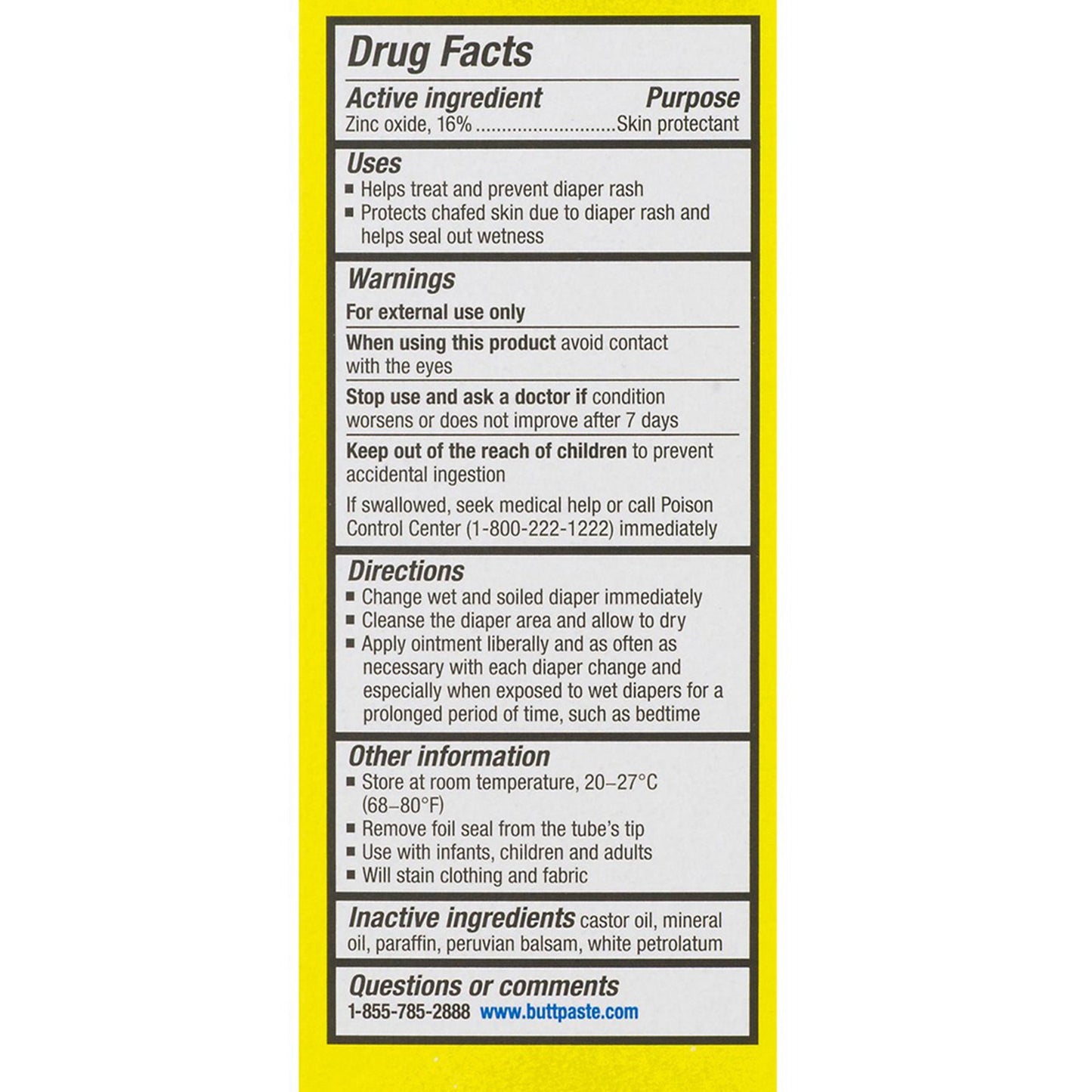 Boudreaux's Original Butt Paste Diaper Rash Treatment, 16% Zinc Oxide, Tube