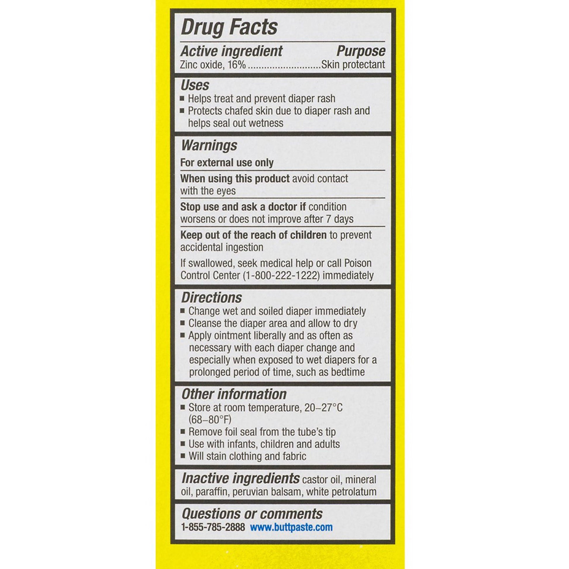 Boudreaux's Original Butt Paste Diaper Rash Treatment, 16% Zinc Oxide, Tube