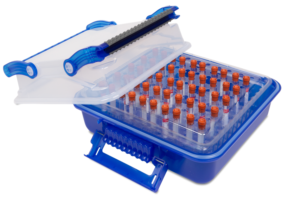 120926 - Heathrow Scientific DuraPorter® XL High-Capacity Sample Transport Tote - 120926 | Transparent Lid, Articulated