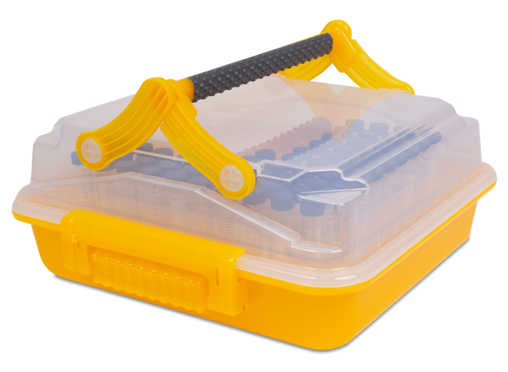 120928 - Heathrow Scientific DuraPorter® XL High-Capacity Sample Transport Tote - 120926 | Transparent Lid, Articulated