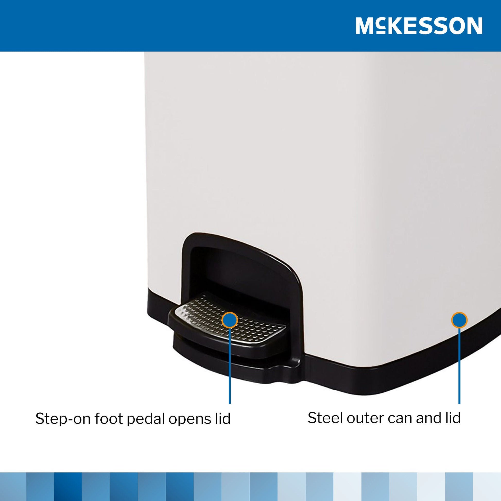 McKesson White Square Step-On Trash Can