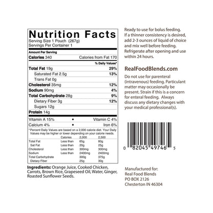 Real Food Blends™ Orange Chicken, Carrots & Brown Rice Puree for Tube Feeding