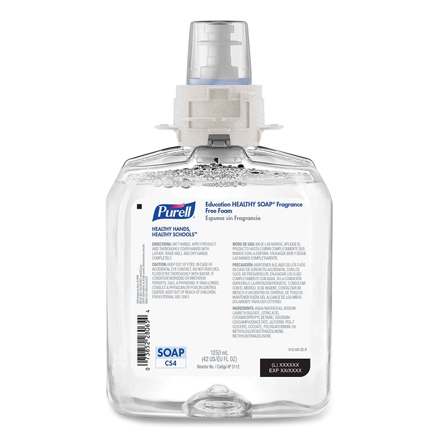 Purell Education HEALTHY SOAP™ Fragrance-Free Foam Refill, 1250 mL, Cartridge, for FMX-12™ Dispenser (5112-04)
