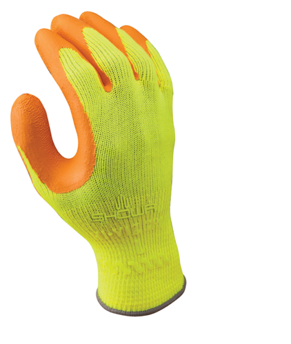 Showa 317 Atlas Hi-Viz Grip Palm Coated Gloves — Dozen (12 pairs)