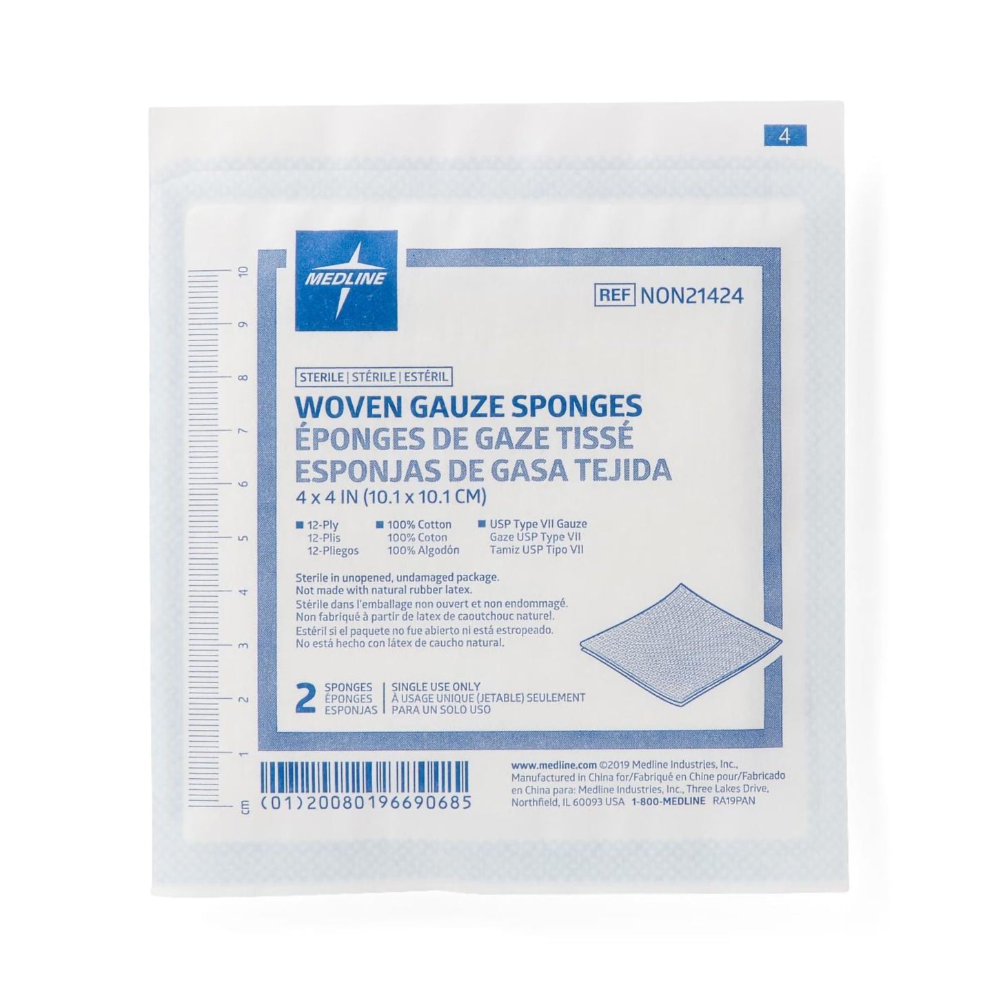 Sterile USP Type VII Gauze Sponge, 12-Ply