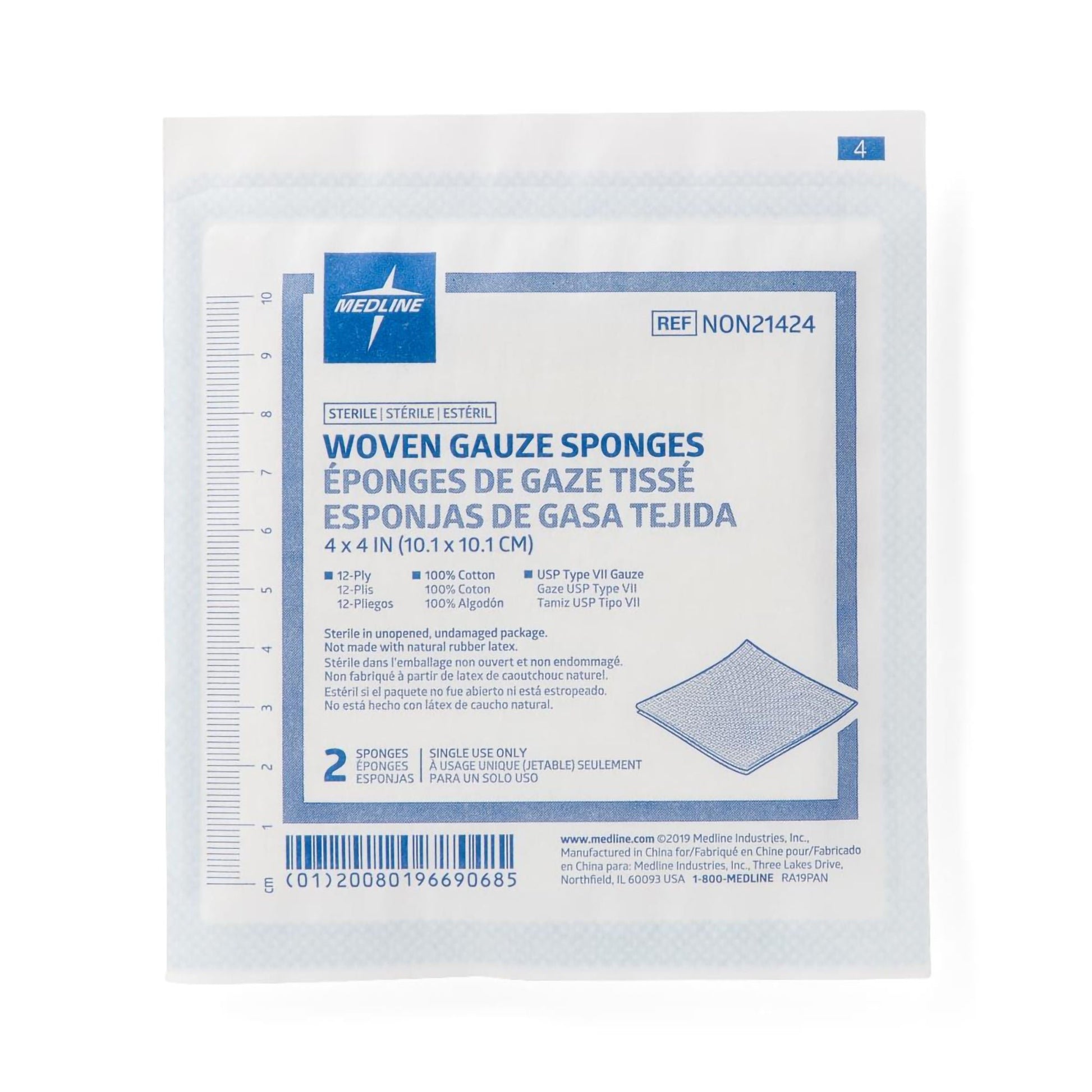 Sterile USP Type VII Gauze Sponge, 12-Ply