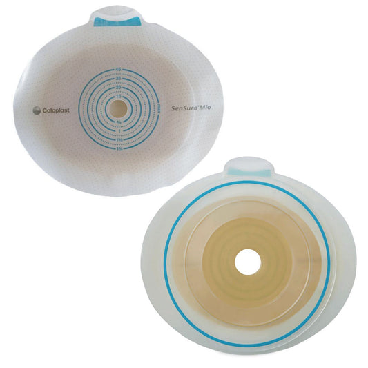 SenSura® Mio Click Ostomy Barrier, Stoma Opening, Blue Color Match