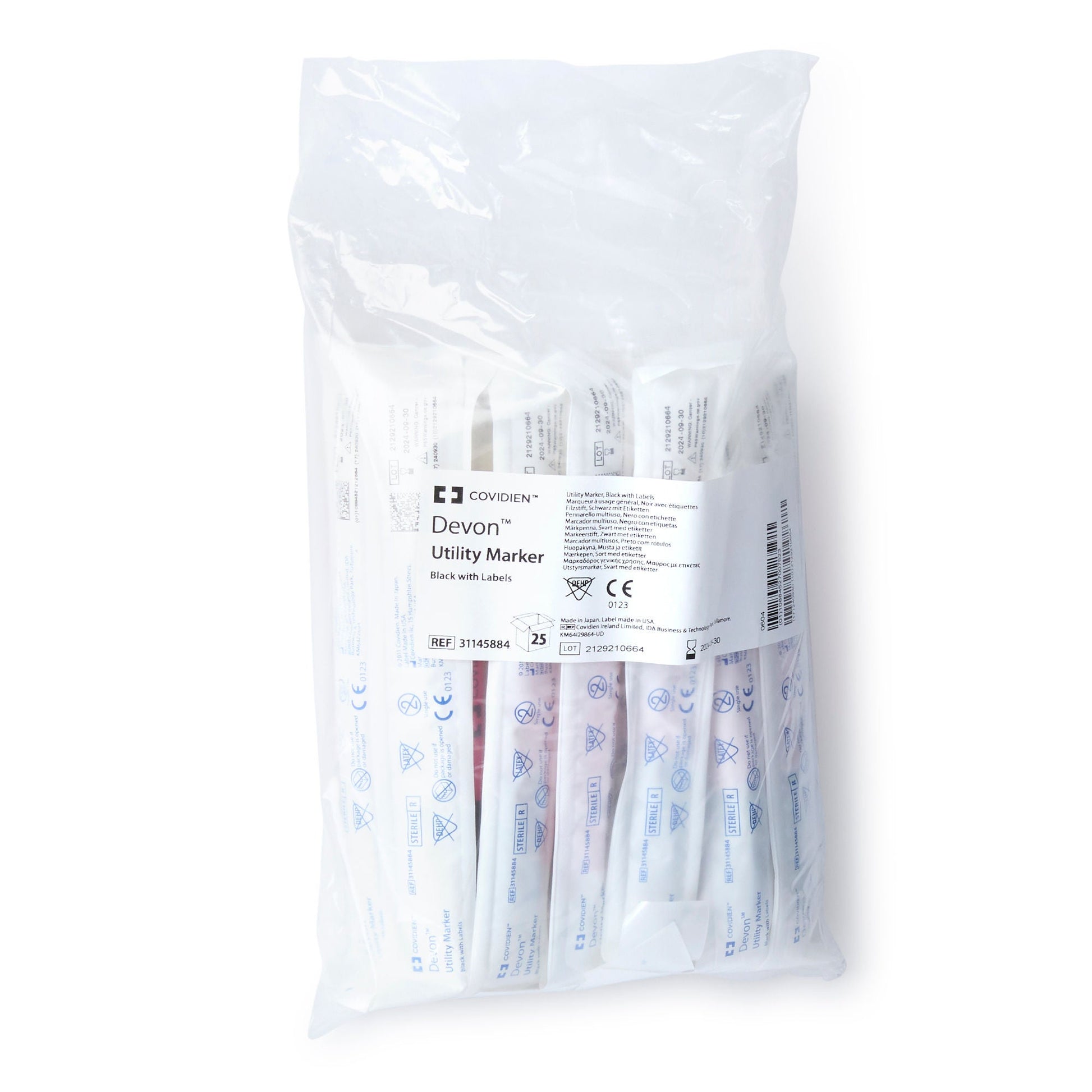 Devon™ Medical Utility Marker w/ Labels, Fine Tip, Permanent Black Ink, Sterile – Box of 25 - view 2