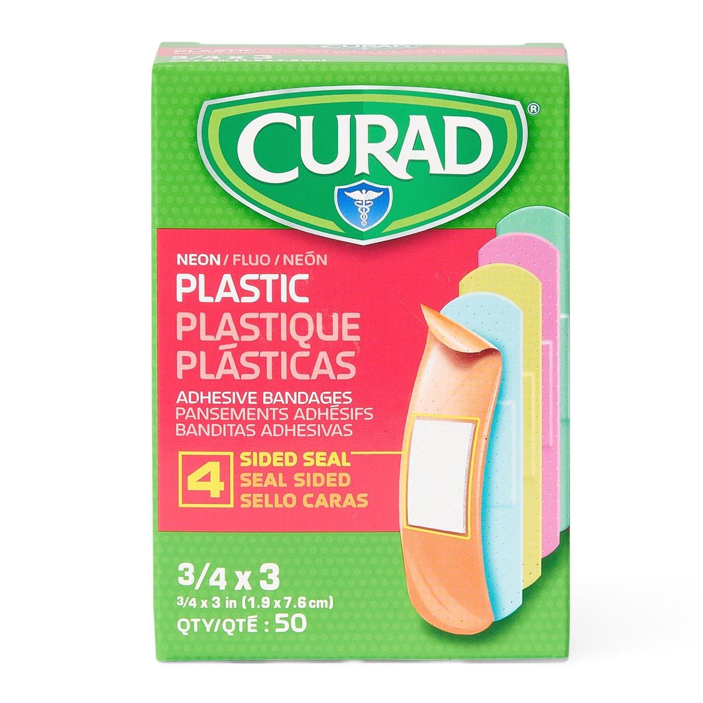 Curad Adhesive Strip Plastic Neon