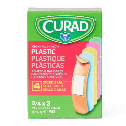 Curad Adhesive Strip Plastic Neon