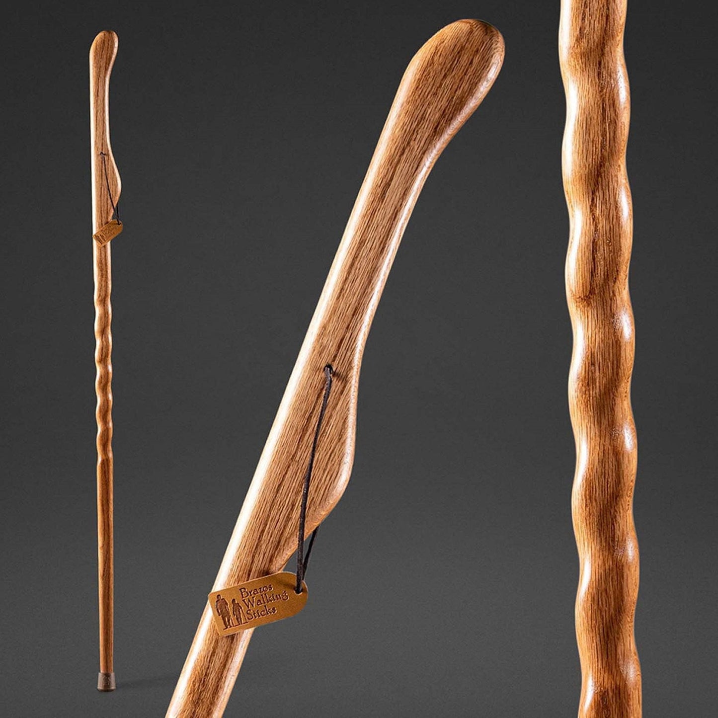 Brazos™ Twisted Oak Hitchhiker Handcrafted Walking Stick, 55-Inch, Tan