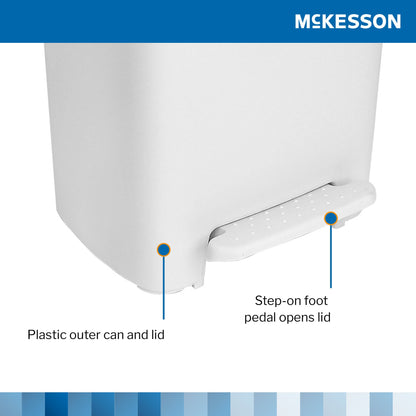 McKesson Waste Can with Step-On Pedal, White, x 26.57 Inch
