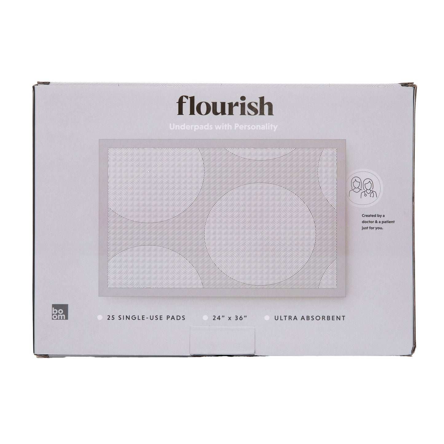 Boom Home Medical Flourish Ultra Absorbent Underpads, Dove Gray