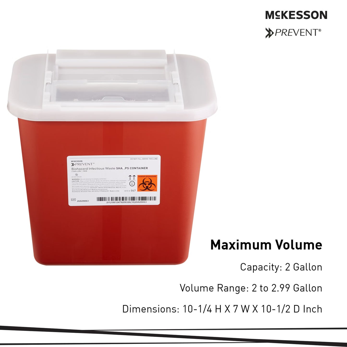 McKesson Prevent® Sharps Container, 2 Gallon