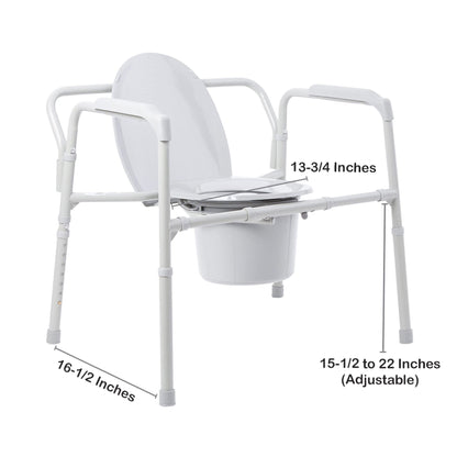 McKesson Fixed Arm Steel Folding Commode Chair, 15.5 – 22 Inch