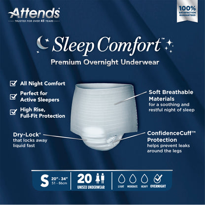 Attends® Sleep Comfort Premium Overnight Underwear, 20 – 34 Inches