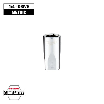 Milwaukee 1/4" Drive 9mm Metric Socket with FOUR FLAT Sides 45-34-9035 | 1/4 in Drive, Chrome Vanadium Steel