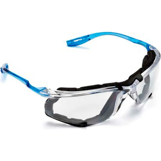 3M Virtua Safety Glasses with Foam Gasket Blue Frame Clear Lens ANSI Z87.1+