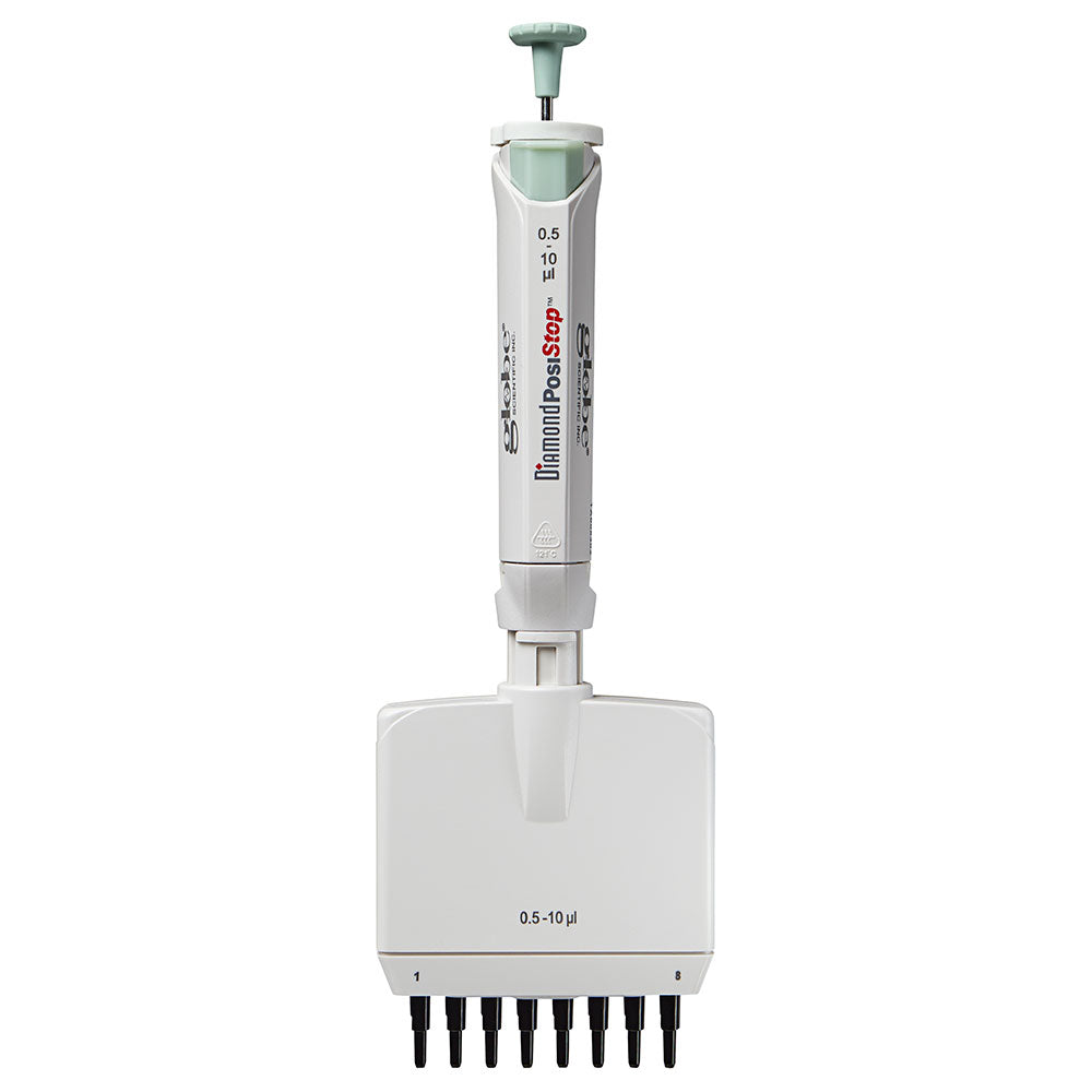 8-Channel Pipettes, Fully Autoclavable Adjustable Volume, Diamond PosiStop — 0.5–300 µL, 1/Each | Globe Scientific