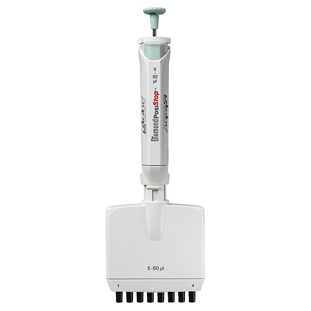 8-Channel Pipettes, Fully Autoclavable Adjustable Volume, Diamond PosiStop — 0.5–300 µL, 1/Each | Globe Scientific