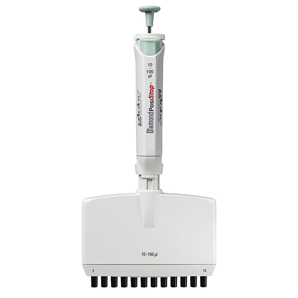 12-Channel Pipettes, Diamond PosiStop Fully Autoclavable, Adjustable Volume — 0.5–300 µL Range, 1/Each | Globe Scientific