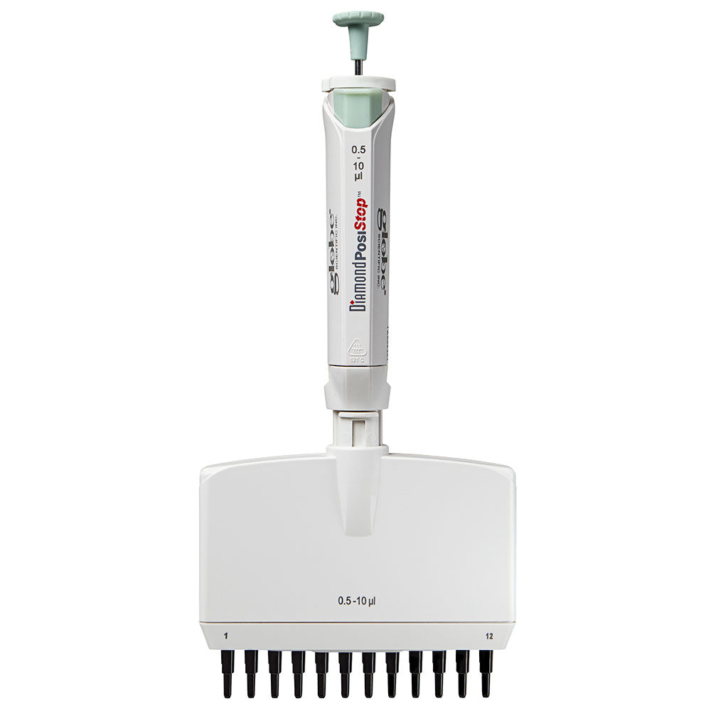 12-Channel Pipettes, Diamond PosiStop Fully Autoclavable, Adjustable Volume — 0.5–300 µL Range, 1/Each | Globe Scientific
