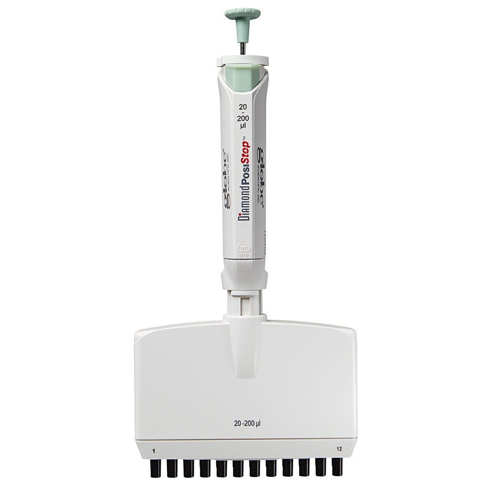 12-Channel Pipettes, Diamond PosiStop Fully Autoclavable, Adjustable Volume — 0.5–300 µL Range, 1/Each | Globe Scientific