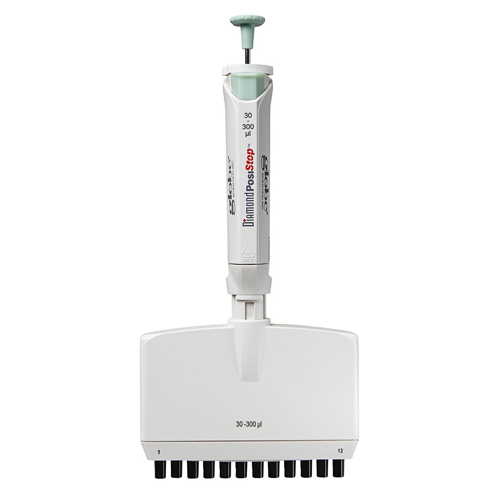 12-Channel Pipettes, Diamond PosiStop Fully Autoclavable, Adjustable Volume — 0.5–300 µL Range, 1/Each | Globe Scientific