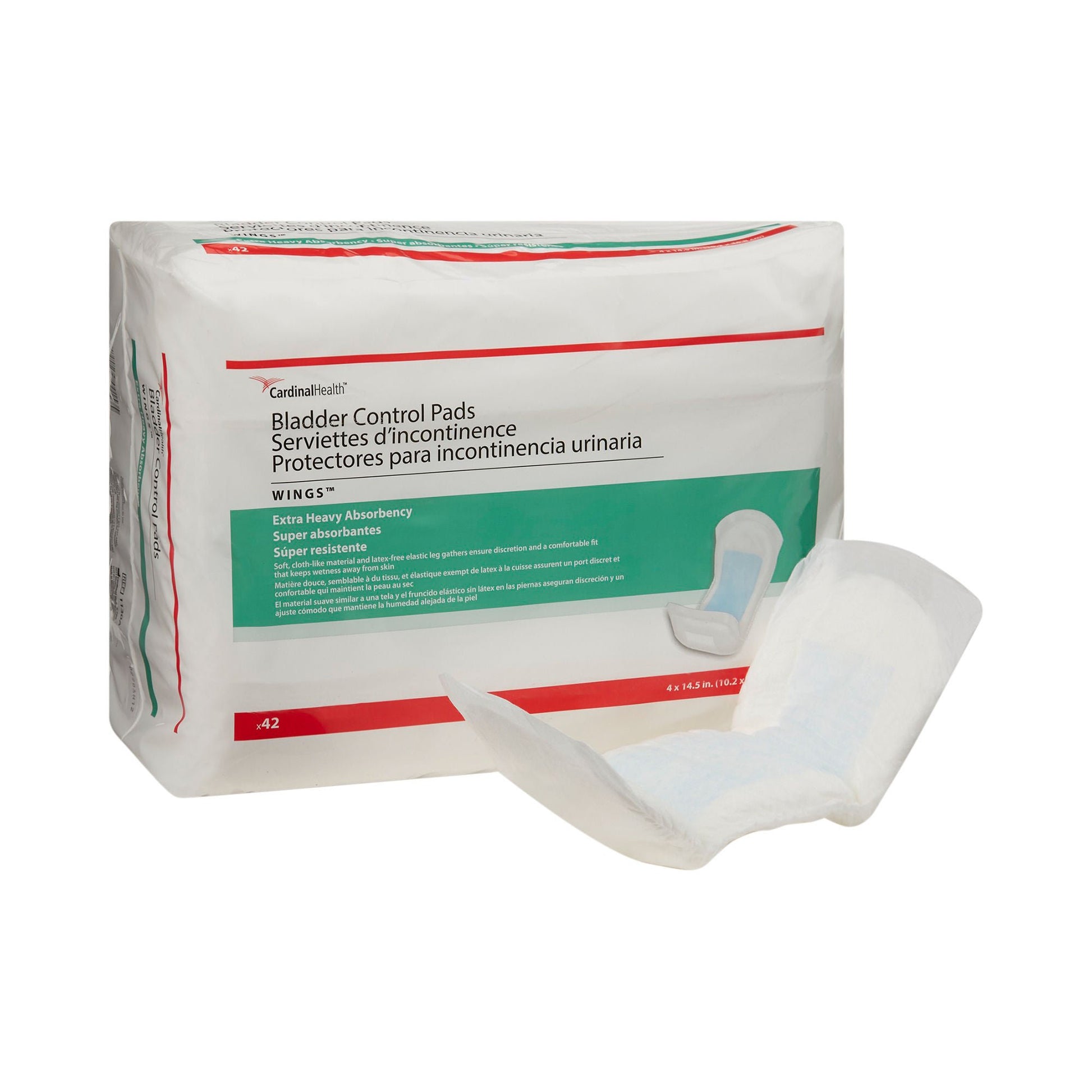 Sure Care™ Bladder Control Pads, Extra Heavy Absorbency, 4 x 14.5 Inch