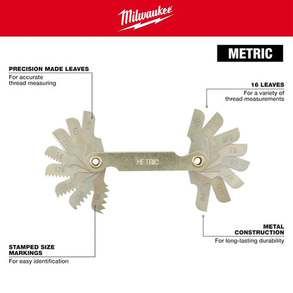 Milwaukee 0.35-3.00 mm Metric Thread Pitch Gauge 49-57-5012 | Metal