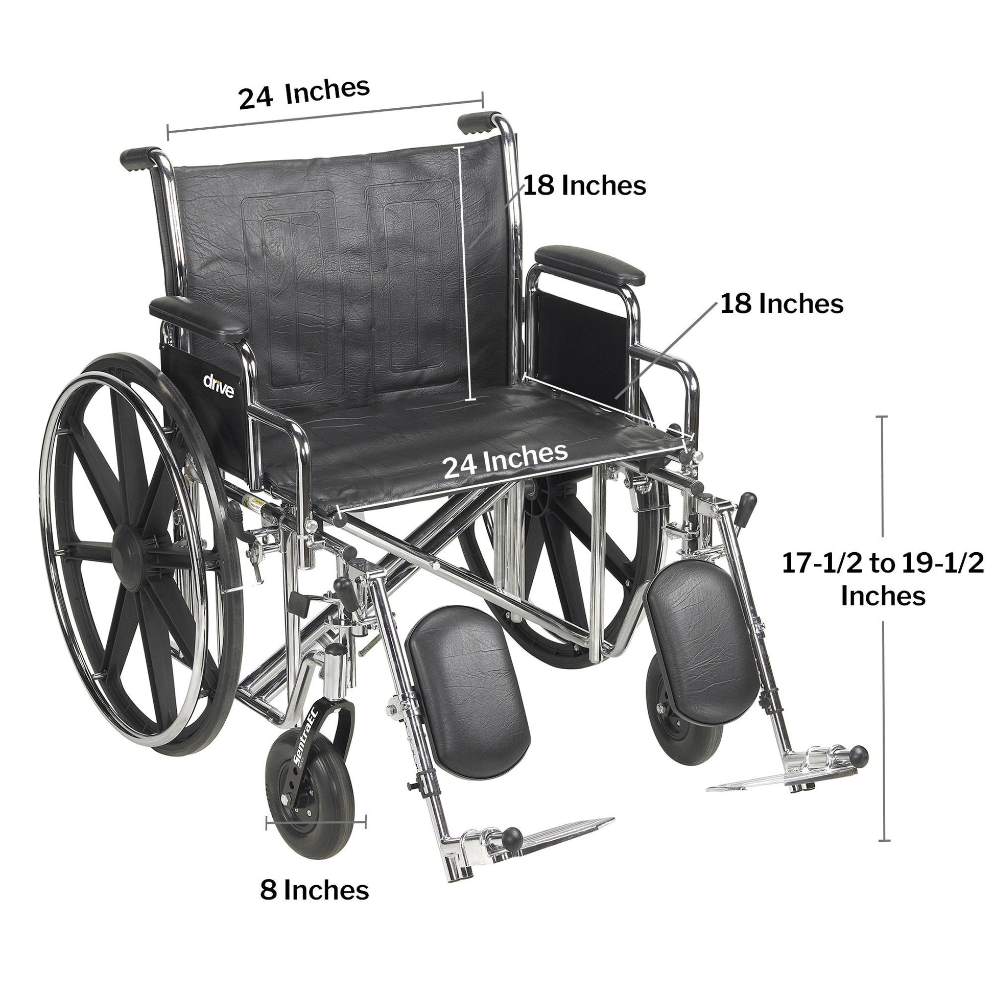 McKesson Bariatric Wheelchair, 24-Inch Seat Width, 450-lb. Capacity