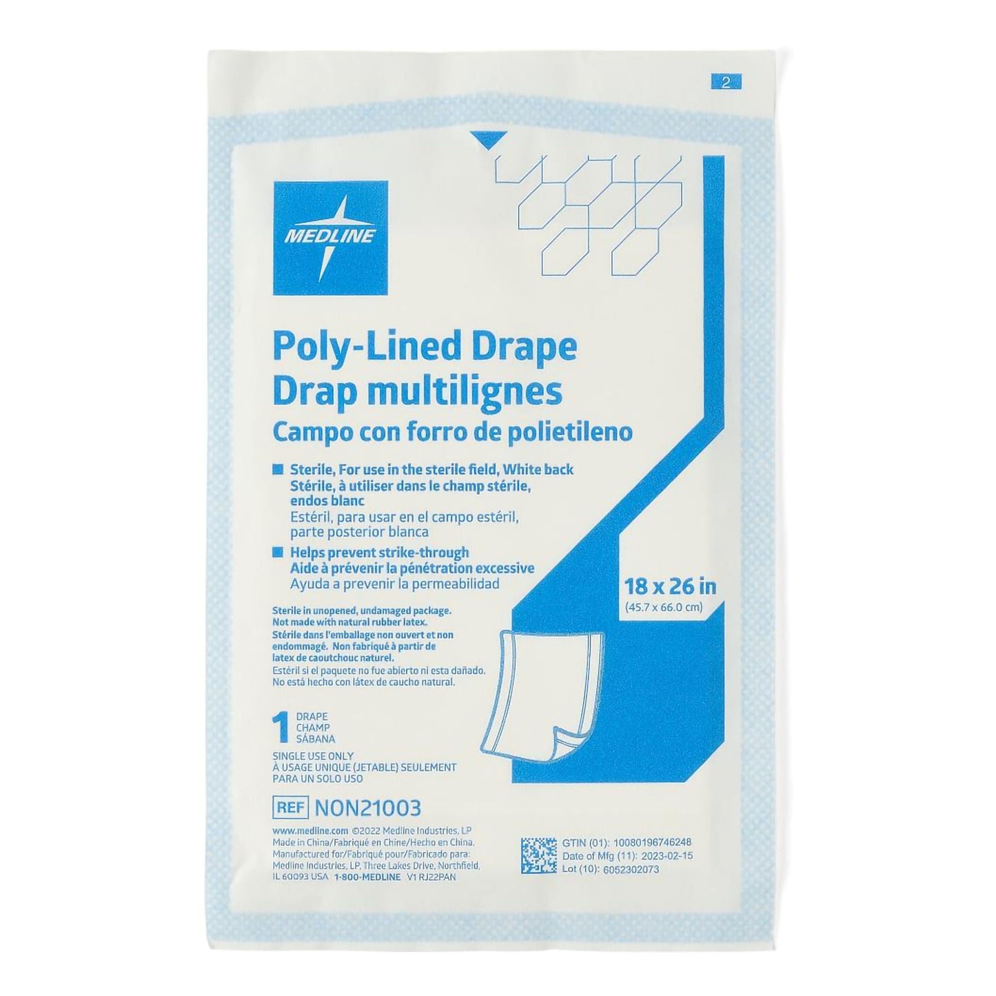 Medline General Purpose Drape Poly Lined Towel Drape 18 W X Inch