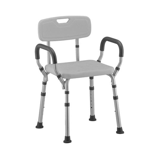 Nova Shower Chair Padded Fixed Arms Aluminum Frame Removable Backrest 15-3/4 Inch Seat Width 300 lbs. Weight Capacity