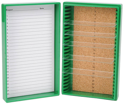 Heathrow Scientific Premium Cork-Lined Microscope Slide Box — 25-Place / Green, HS15989B