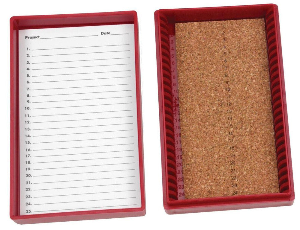 Heathrow Scientific Premium Cork-Lined Microscope Slide Box — 25-Place / Red, HS15989C