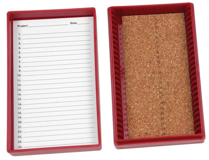 Heathrow Scientific Premium Cork-Lined Microscope Slide Box — 25-Place / Red, HS15989C