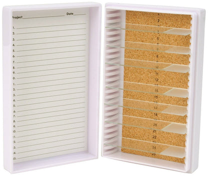 Heathrow Scientific Premium Cork-Lined Microscope Slide Box — 25-Place / White, HS15989E