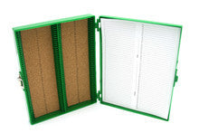 Heathrow Scientific Premium Cork-Lined Microscope Slide Box — 100-Place / Green, HS15994B