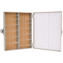 Heathrow Scientific Premium Cork-Lined Microscope Slide Box — 100-Place / Grey, HS15994F
